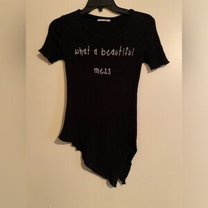 Women’s Black Ribbed Asymmetrical Shirt